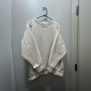 Zara Cream Colored Oversized Crewneck Sweater